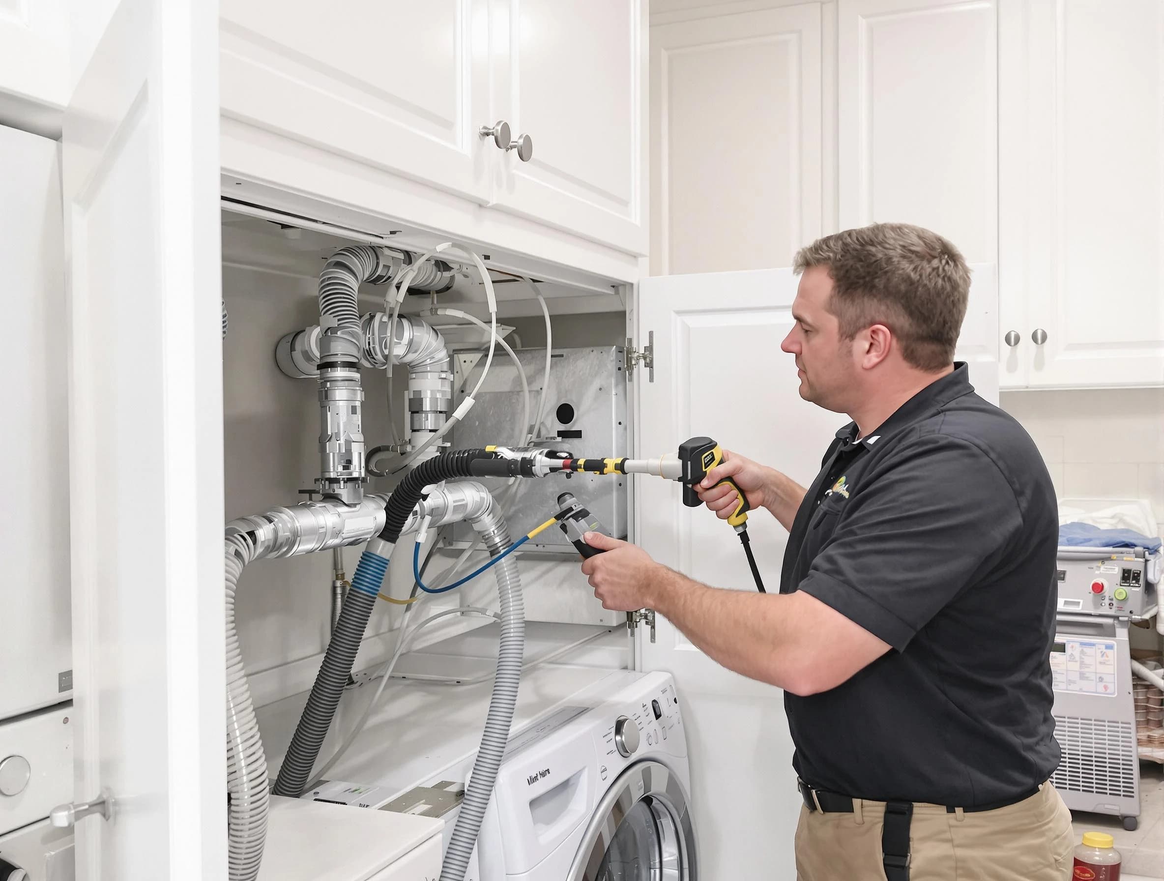 Indio Dryer Vent Cleaning professional removing severe blockage from a clogged dryer vent in Indio