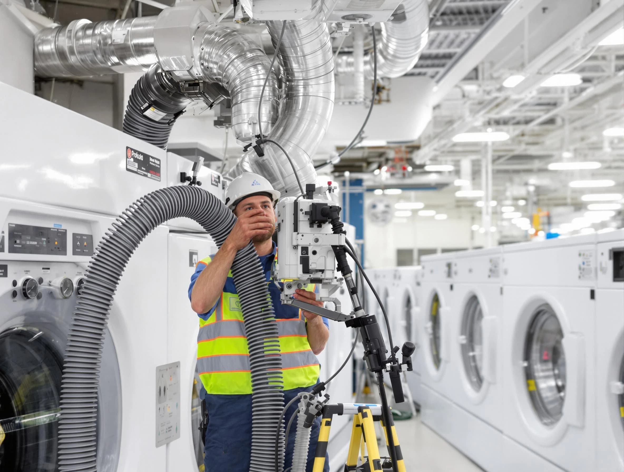 Indio Dryer Vent Cleaning team performing commercial-grade dryer vent cleaning at a business facility in Indio