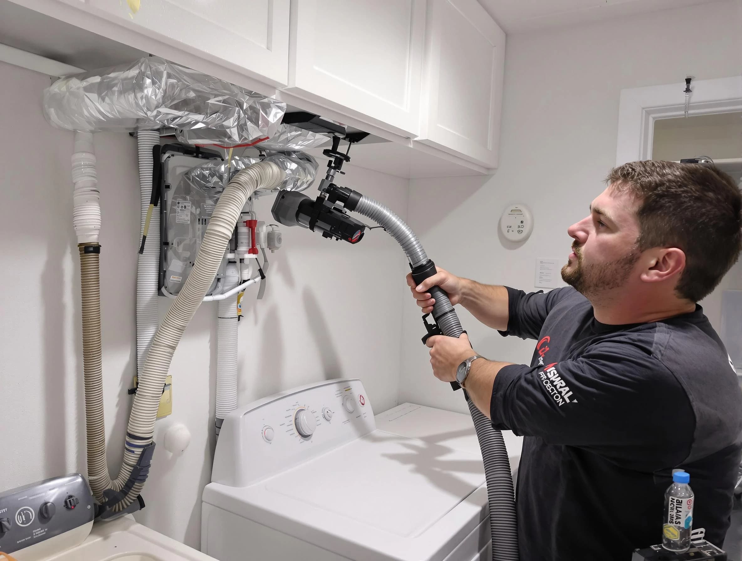 Indio Dryer Vent Cleaning certified technician performing safety-focused gas dryer vent cleaning in Indio