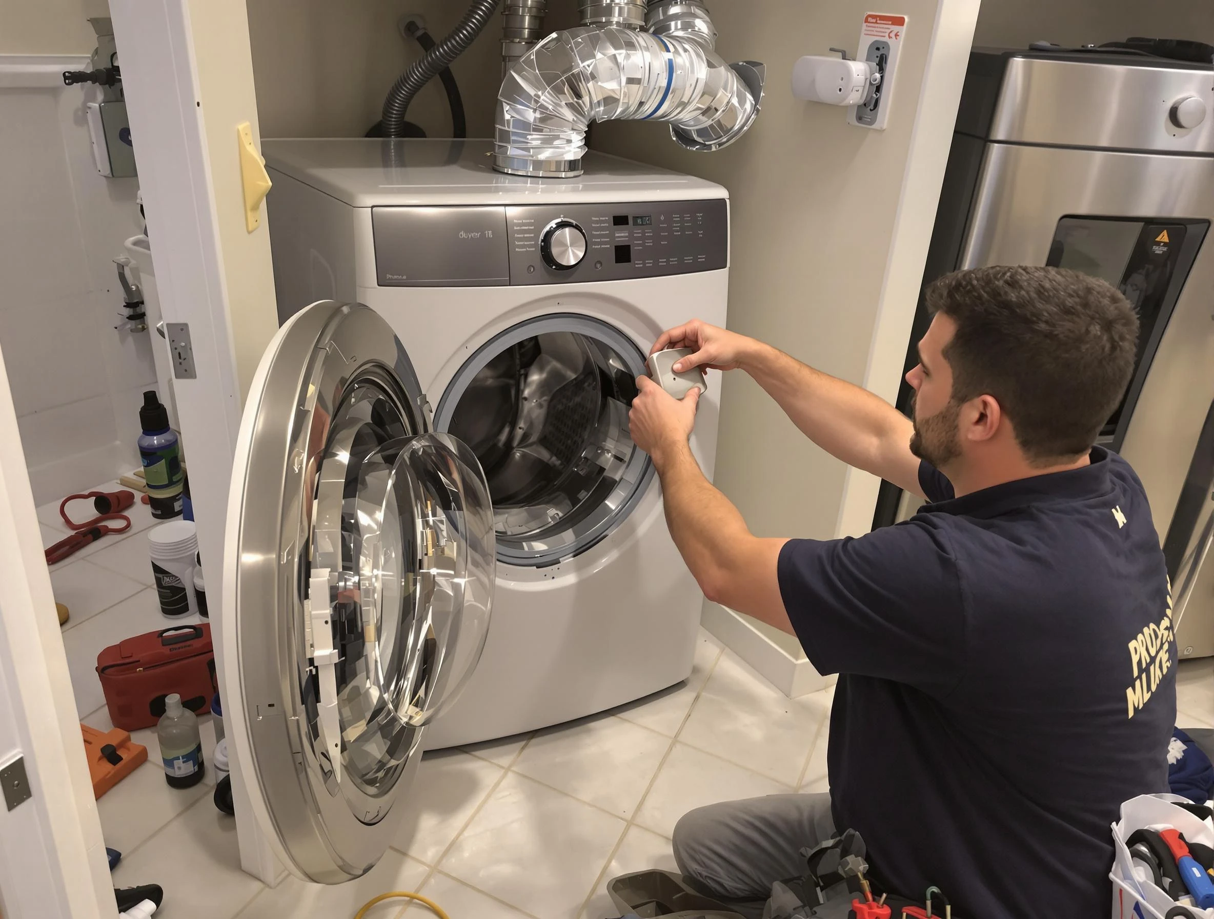Indio Dryer Vent Cleaning technician performing precise dryer vent hose installation in Indio