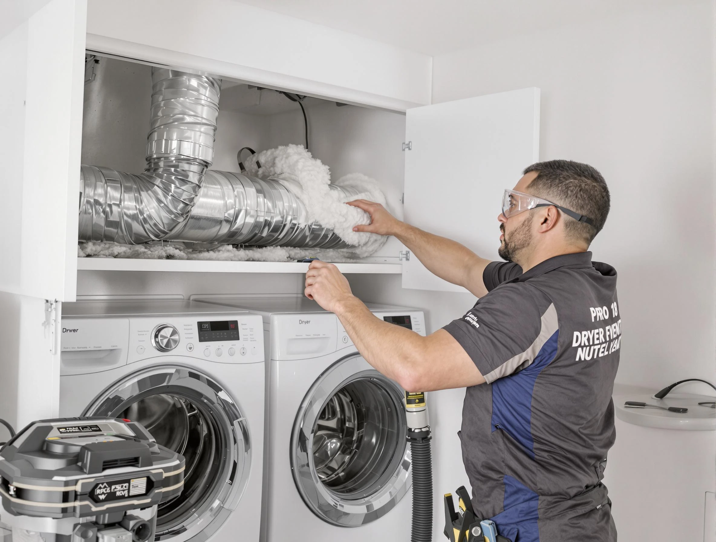 Indio Dryer Vent Cleaning certified technician performing specialized gas dryer vent cleaning in Indio