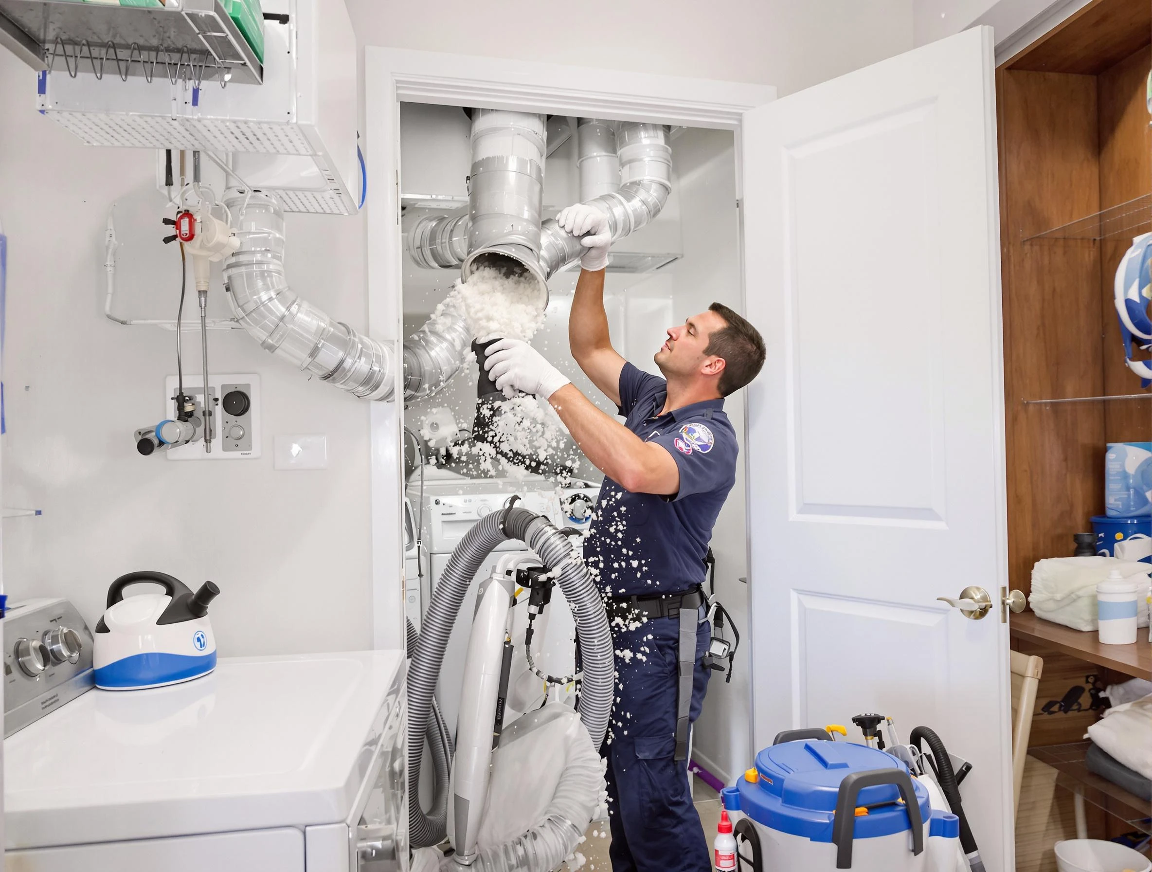 Indio Dryer Vent Cleaning technician delivering thorough residential dryer vent cleaning service in Indio